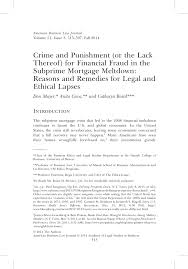 View the indiana foreclosure laws and a comprehensive overview of the foreclosure process. Pdf Crime And Punishment Or The Lack Thereof For Financial Fraud In The Subprime Mortgage Meltdown Reasons And Remedies For Legal And Ethical Lapses
