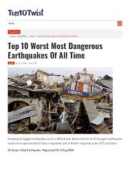 In proceedings of north east india history association (pp. Top 10 Worst Most Dangerous Earthquakes Of All Time