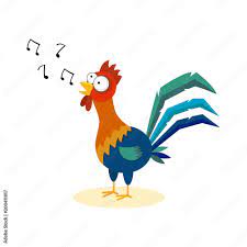 Cute cartoon rooster singing. Stock Vector | Adobe Stock