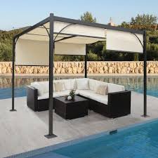 Pergola Granada Garten Pavillon Terrassenuberdachung Stabiles 6cm Alu Gestell Schiebedach 3x3m Garten Pavillon Uberdachung Terrasse Whirlpool Pergola