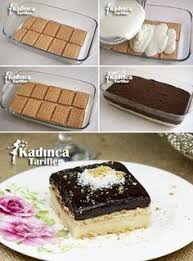 Irmikli Pudingli Biskuviler Pasta Panosundaki Pin