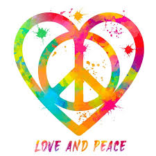 Amor e paz aquarela Paz Hippie Símbolo paz com símbolo do coração | Vetor  Premium