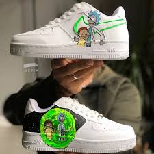 White nike air force 1 hand painted with a rick and morty design. Rick And Morty Air Force The Custom Movement