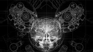 x ray of skull and gears ilration