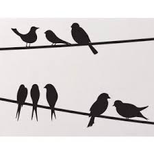 Silhouette Birds On A Wire Painting Birds On A Wire Wall Decals In 2020 Bird Crafts Bird Silhouette Black And White Drawing