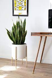 Large Mid Century Modern Planter With Gold Metal Plant Etsy Metal Plant Stand Mid Century Modern Planter Mid Century Modern Plants