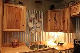 We have found the following website analyses that are related to corrugated metal backsplash. Glimpse Of My World Rustic Kitchen Cabinets Rustic Kitchen Kitchen Remodel