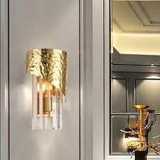 The flat metal wall sconce from alma light is a wall sconce that doesn't skimp on task lighting or mood lighting. Modern Gold Wall Sconce Cylinder Metal And Crystal Sconce Light For Living Room Bedroom Takeluckhome Com