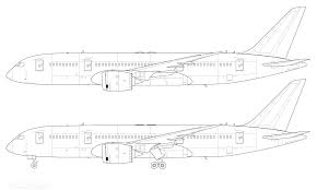 787 8 Technical Line Drawing Boeing 787 Aircraft Art Aviation Engineering