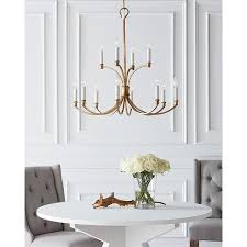 This fifteen light multi tier chandelier in burnished brass has graceful, seamless curvature and elongated tubular arms that lend fluidity and modern appeal to a classic minimalist silhouette. Urban Home 15 Light Chandelier Brianna Burnished Brass Exact Size Overstock 33171081