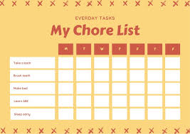 Yellow And Red Preschool Chore Chart Templates By Canva