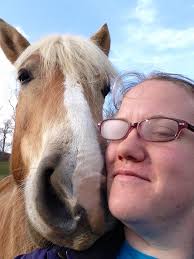 Morning Warning showing what a good sport he is to get dressed up for  Halloween and put up with my crazy dogs going under his belly and all  around!! 😆