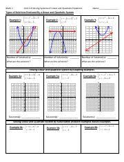 Give your final answer as a coordinate point. Solving Linear And Quadratic Systems Ns Ws Pdf Math 2 Unit 2 8 Solving Systems Of Linear And Quadratic Equations Name Types Of Solutions Produced By Course Hero