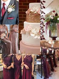 Burgundy And Rose Gold Wedding Color Scheme For Fall Rose Gold Wedding Decor Wedding Color Schemes Gold Wedding Rose Gold Theme