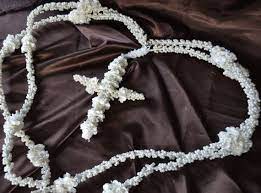 Wedding Lasso White Rope And Pearls And Crucifix Entirely Handmade Wedding Lasso Wedding White Rope