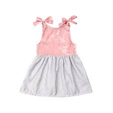 Newborn Infant Toddler Kids Baby Girls Summer Cute Sleeveless Striped A Line Princess Dress Sundress Clothes Costume Clothing