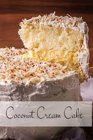 Coconut Cream Cake Recipe Coconut Cream Cake Homemade Cake Recipes Dessert Recipes