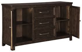 Kitchen storage sideboard and buffet server cabinet, with large storage space, open storage space, for dining room. Millennium Hillcott D798 60 Dining Room Server Sam Levitz Outlet Servers