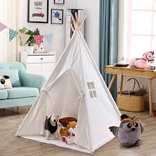 Costzon Costzon Kids Play Tent Indian Tent 5 Cotton Canvas Baby Children Playhut With Carry Bag Indoor And Outdoor Kid Teepee Tent For Toddlers Boys And Girls White Walmart Com