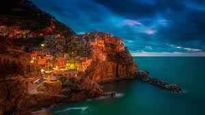 Manarola italy wallpaper (page 1) download wallpapers 4k, manarola, harbor, sea, summer, cinque terre, italy, europe for desktop. Wallpaper Italy Manarola Cinque Terre Sea Night Lights 3840x2160 Uhd 4k Picture Image