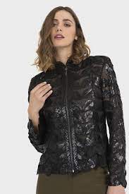 Joseph Ribkoff Black Semi Sheer Faux Leather Zip Up Jacket 194899 New Afterretail Jackets Joseph Ribkoff Zip Ups