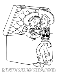 Sheriff Woody Taking Jessie Out A Box Toy Story Coloring Page Toy Story Coloring Pages Batman Coloring Pages Cartoon Coloring Pages