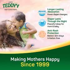 M 34 TEDDYY Baby Diapers Pants Easy Medium 34 Count, Age Group: 3-12 Months