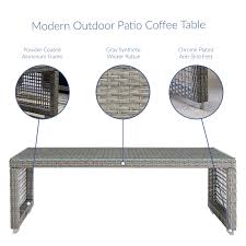 Barcalounger outdoor living captiva isle 45 aluminum and wicker coffee table by pacific casual. Aura Rattan Outdoor Patio Coffee Table Contemporary Modern Furniture Modway
