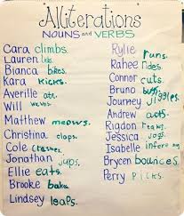 Alliterations Use Each Students Name As A Noun And Have Them Come Up With A Verb Alliteration Nouns And Verbs Teaching Writing