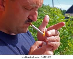 Man Smoking Cigar Outside Garden Stock Photo 2627488339
