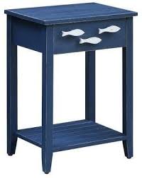 Highland Dunes Harr Nautical End Table With Storage Ribbed Shelf For Additional Display Space1 Drawer With Easy Storagefish Hardwear For Handlesthis Navy Accent