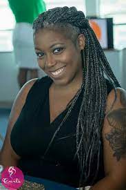 Salt & pepper (gray) wig, very light, long box braids with cornrows!!! Silver Grey Braids Grey Hair Inspiration Natural Gray Hair Hair Styles