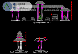 مخطط بوابة مدخل مدينة اوتوكاد Dwg