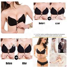 Details About Perfect Sculpting Lace Up Strapless Cleavage Boosting Breast Lift Bra Backless
