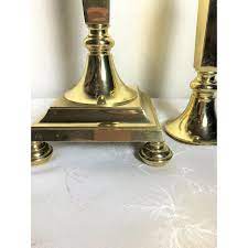 Candle holders are marked made in india. Vintage Gatco Solid Brass Column Candle Sticks Pair Chairish