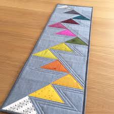 Modern Colourful Flying Geese Quilted Table Runner Or Wall Hanging Just Listed And Ready To Sh Quilted Wall Hangings Straight Line Quilting Flying Geese Quilt
