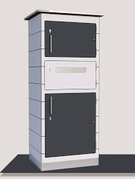 Grosszugige Paketbox Mit Hpl Faserplatte Funktioniert Wie Ein Altkleidercontainer Mit Drehkastenfunktion Zahlreiche Paketkasten Paketbriefkasten Briefkasten