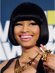 Rihanna bob short hairstyles for black women: Black Straight Bobs Chin Length Cheapest Nicki Minaj Wigs