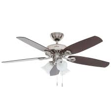 Hunter Builder Plus 52 In Indoor 3 Light Brushed Nickel Ceiling Fan 53237 The Home Depot