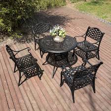 Maybe you would like to learn more about one of these? Buy Joivi 5 Piece Patio Furniture Dining Set All Weather Cast Aluminum Outdoor Conversation Set Includes 4 Chairs 4 Cushions And 1 Round Table With Umbrella Hole Lattice Design Antique Bronze Online In Indonesia B096ff5gfy