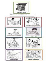 Menaakul gambar, memahami aktiviti pada gambar. Latihan Bina Ayat Tunggal