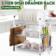 2 layer dish drainer rack stainless easy to assemble. Buy 3 Layer Tier Chrome Dish Plated Alloy Rack Drying Kitchen Under Sink Shelf Organizer Plate Drainer Holder Dish Water Dryer Brush Holder At Affordable Prices Free Shipping Real Reviews With