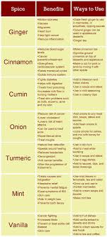 Healing Spices Chart How Spices Can Improve Your Health Cinnamon Ginger Cumin Etc Franticmama Consejos Para La Salud Salud Natural Salud Y Nutricion