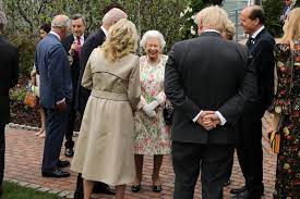 Queen elizabeth ii attending a reception and dinner at eden park during the g7 summit in cornwall, england, on friday. Lhdz43v42lnbum