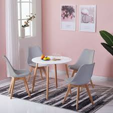 Schöner esstisch mit stühlen wegen umgestaltung zu verkaufen. Dorafair Mdf Runder Esstisch Buchenholz Esszimmer Tisch Mit 4 Stuhle Weiss Grau Ebay