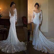 Elegant Mermaid Wedding Dresses Sheer Neck Appliques Lace Tulle Plus Size Wedding Dresses Cheap Bridal Gowns Illusion Back Beautiful Mermaid Wedding Dress Big M Backless Lace Wedding Dress Informal Wedding Dresses