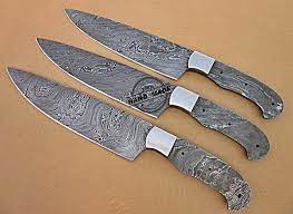 Damascus steel knives are popular among chefs and cooks. Lot Of 3 Pcs Professional Kitchen Knives Blank Blade Set Custom