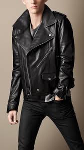 Burberry Iconic British Luxury Brand Est 1856 Black Leather Biker Jacket Leather Jacket Leather Jacket Men