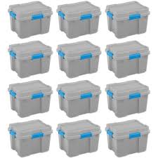 Shop storage bins & racks from staples.ca. Sterilite 18316a04 20 Gallon Heavy Duty Plastic Storage Container Box With Lid And Latches Grey Blue 12 Pack Target