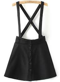 Black A Line Mini Skirt Black Strap Plaid Buttons Skirt Black A Line Skirt Button Skirt Short Black Skirt